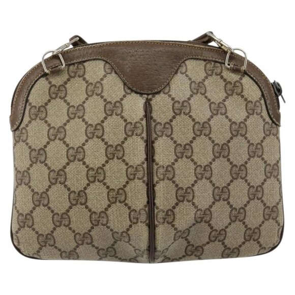 GUCCI GG Supreme Web Sherry Line Bag PVC Beige Gold - Picture 3 of 15